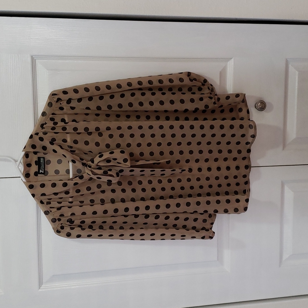 Tie front dress blouse 3/4 sleeve